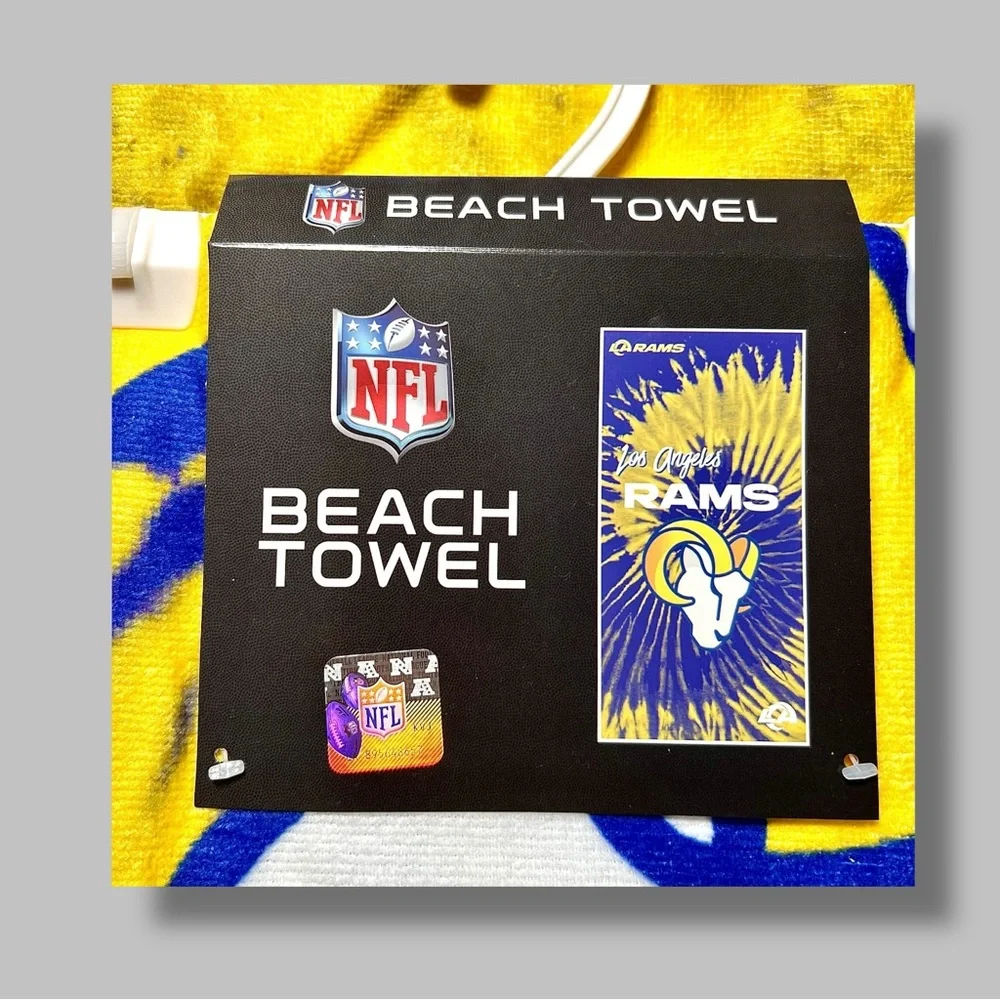 Los Angeles Rams NFL Psychedelic Colors Blue Yellow Large Beach Towel 30”x60”
